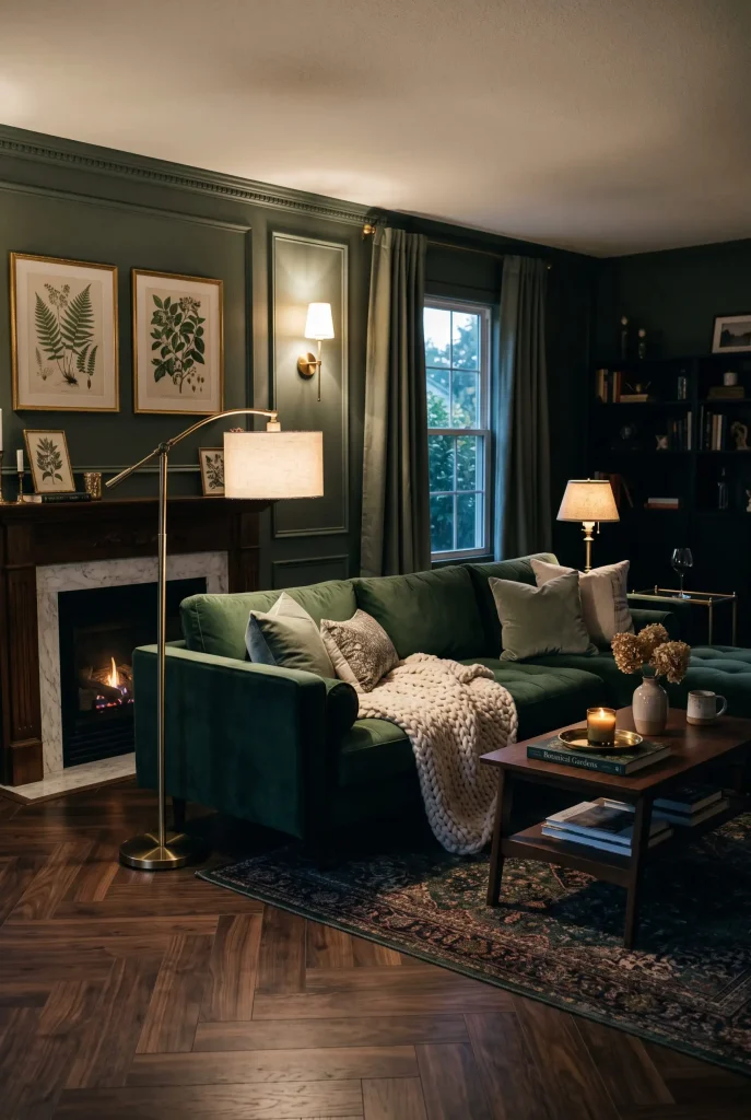 Forest Green Velvet Chaise