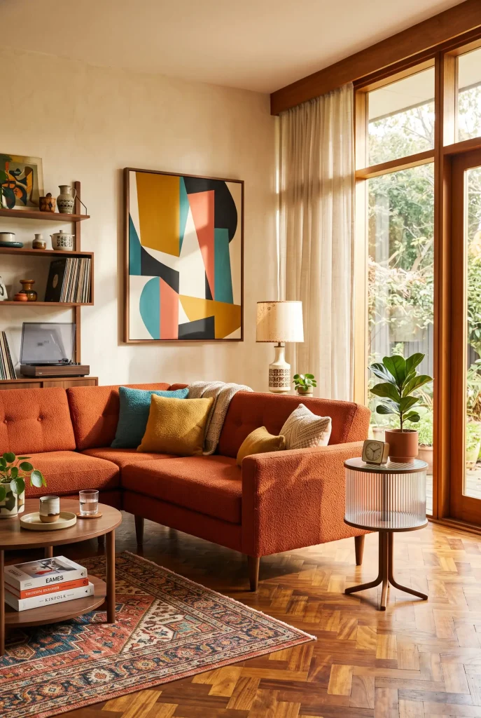 High-Leg Mid-Century Sectional